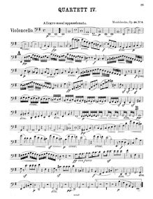 Partition violoncelle, corde quatuor No.4, Op.44 No.2, E minor, Mendelssohn, Felix