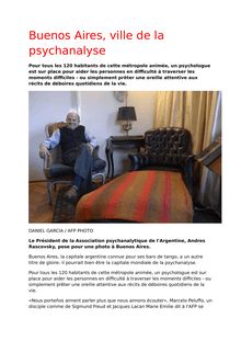 La psychanalyse en Argentine - Une réussite / Buenos Aires, ville de la psychanalyse 