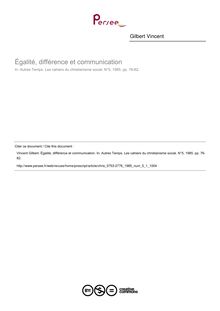 Égalité, différence et communication  ; n°1 ; vol.5, pg 76-82