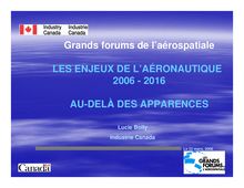 Grands forums de l aérospatiale LES ENJEUX DE L AÉRONAUTIQUE 2006 ...