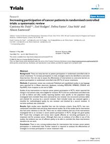 Increasing participation of cancer patients in randomised controlled trials: a systematic review