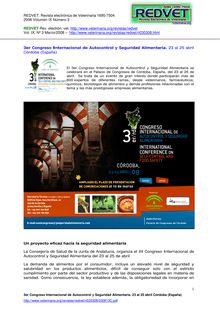 3er Congreso Internacional de Autocontrol y Seguridad Alimentaria. 23 al 25 abril Córdoba (España)