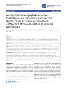 Management of anaphylaxis in schools: Evaluation of an epinephrine auto-injector (EpiPen®) use by school personnel and comparison of two approaches of soliciting participation
