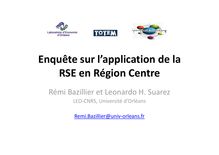 Enquête sur l application de la RSE en Région Centre