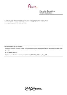 L analyse des messages de l apprenant en EAO - article ; n°1 ; vol.83, pg 51-66