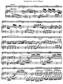 Partition No.4 en A Major, violon sonates, Haydn, Joseph