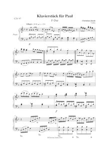 Partition complète, Klavierstück en F Dur, "Stück für Paul"