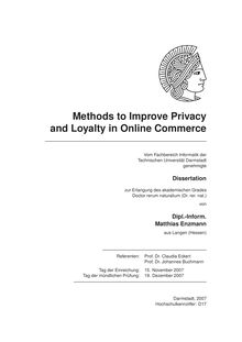 Methods to improve privacy and loyalty in online commerce [Elektronische Ressource] / von Matthias Enzmann