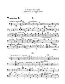 Partition Trombone 1, 2, 3, Concerto Gregoriano, Respighi, Ottorino
