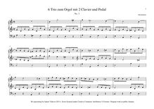 Partition complète, 6 Trios pour orgue, 6 Trio zum Orgel mit 2 Clavier und Pedal