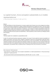 Le capital humain, d une conception substantielle à un modèle représentationnel - article ; n°1 ; vol.52, pg 91-116