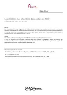 Les élections aux Chambres d agriculture de 1983 - article ; n°1 ; vol.237, pg 27-29