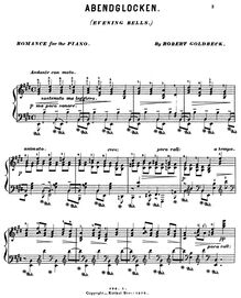 Partition complète, Abendglocken = Evening Bells, Romance for the piano