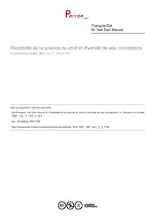 Possibilité de la science du droit et diversité de ses conceptions - article ; n°2 ; vol.11, pg 181-181