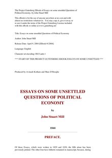 Essays on some unsettled Questions of Political Economy