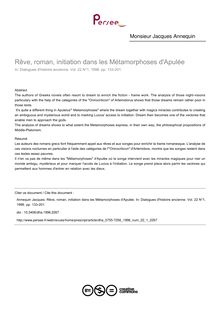 Rêve, roman, initiation dans les Métamorphoses d Apulée - article ; n°1 ; vol.22, pg 133-201