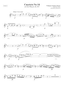 Partition violon I, corde quatuor No.14, Spring Quartet, G major