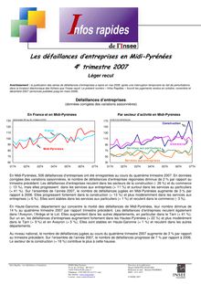 Les défaillances d entreprises en Midi-Pyrénées - 4ème trimestre 2007