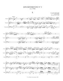 Partition , Allegro, Divertimento en D major, Divertimento a due Violini e Basso