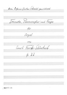 Partition complète, Toccata, Passacaglia und Fuge, Op.22, Fuchs-Schönbach, Ernst