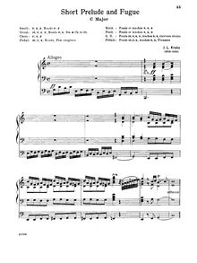 Partition complète, Prelude et Fugue en C major, Krebs, Johann Ludwig