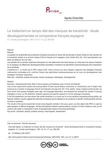 Le traitement en temps réel des marques de transitivité : étude développementale et comparative français-espagnol - article ; n°3 ; vol.91, pg 365-382