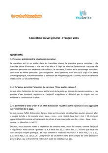 Brevet des collèges Français 2016 corrigé