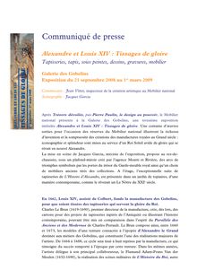 Alexandre et Louis XIV : Tissage de gloire - Mobilier national ...