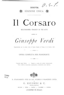 Partition complète, Il corsaro, Verdi, Giuseppe