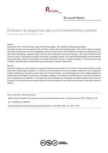 Évaluation du programme agri-environnemental franc-comtois - article ; n°1 ; vol.249, pg 27-33