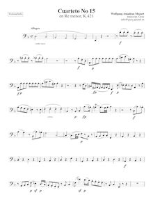 Partition violoncelle, corde quatuor No.15, D minor, Mozart, Wolfgang Amadeus par Wolfgang Amadeus Mozart