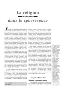 La religion dans le cyberespace - article ; n°1 ; vol.75, pg 17-27