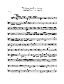 Partition altos, violon Concerto No.3, G major, Mozart, Wolfgang Amadeus par Wolfgang Amadeus Mozart