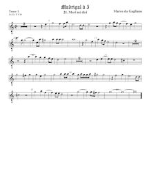 Partition ténor viole de gambe 1, octave aigu clef, Il quinto libro de madrigali a cinque voci