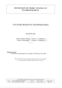 Culture design et technologies 2007 BTS Design de mode, textile et environnement