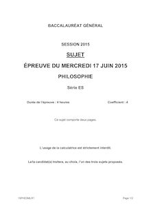 Bac 2015 philosophie série ES