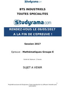 Sujet BTS 2017 Mathématiques Groupement E