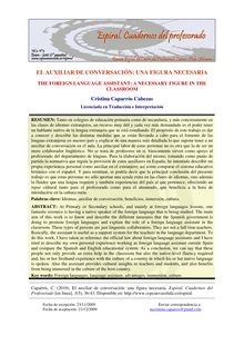 EL AUXILIAR DE CONVERSACIÓN: UNA FIGURA NECESARIA (THE FOREIGN LANGUAGE ASSISTANT: A NECESSARY FIGURE IN THE CLASSROOM)