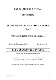 Bac 2015: sujet Sciences de la Vie et de la Terre obligatoire Bac S !