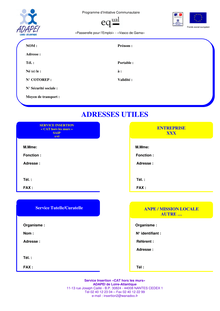 Télécharger le document (PDF) - ADRESSES UTILES