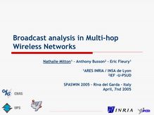Broadcast analysis in Multi hop Wireless Networks