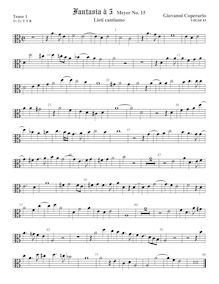 Partition ténor viole de gambe 1, alto clef, Fantasia pour 5 violes de gambe, RC 66