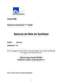 INTM 2006 note de synthese
