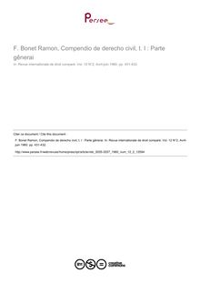 F. Bonet Ramon, Compendio de derecho civil, t. I : Parte gênerai - note biblio ; n°2 ; vol.12, pg 431-432