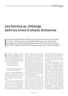 Les femmes au chômage dans les zones d emploi bretonnes (Octant n° 76)