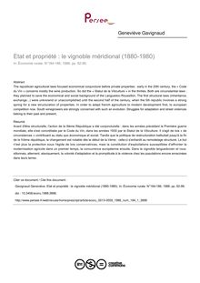 Etat et propriété : le vignoble méridional (1880-1980) - article ; n°1 ; vol.184, pg 92-99
