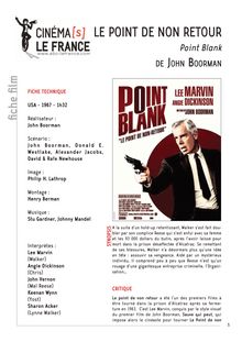 Point Blank, le point de non retour de Boorman John
