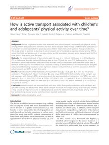 How is active transport associated with children s and adolescents  physical activity over time?