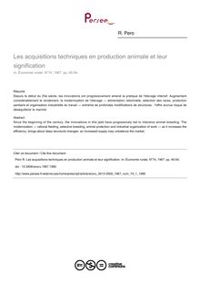 Les acquisitions techniques en production animale et leur signification - article ; n°1 ; vol.74, pg 45-54