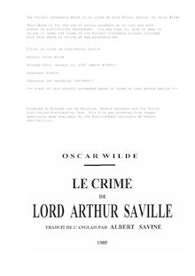 Le crime de Lord Arthur Savile par Oscar Wilde